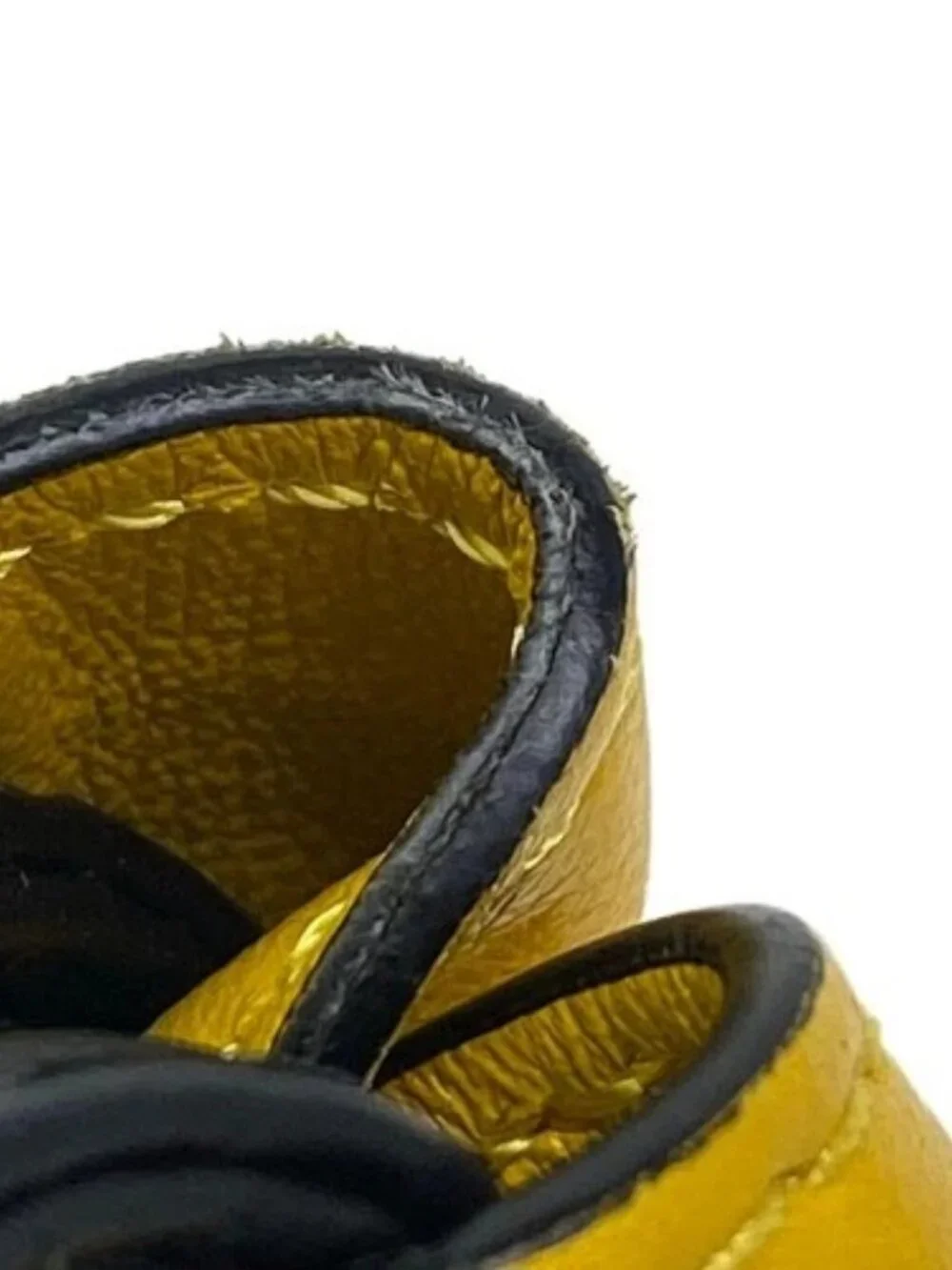 FENDI Slim Clutch 7VA510 Dark yellow Black Leather Shoulder Bag